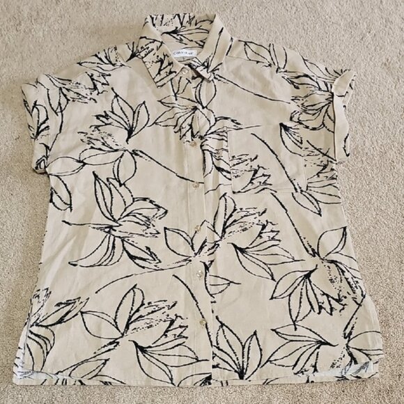 Calvin Klein Black and Cream Patterned Shirt - Picture 1 of 7